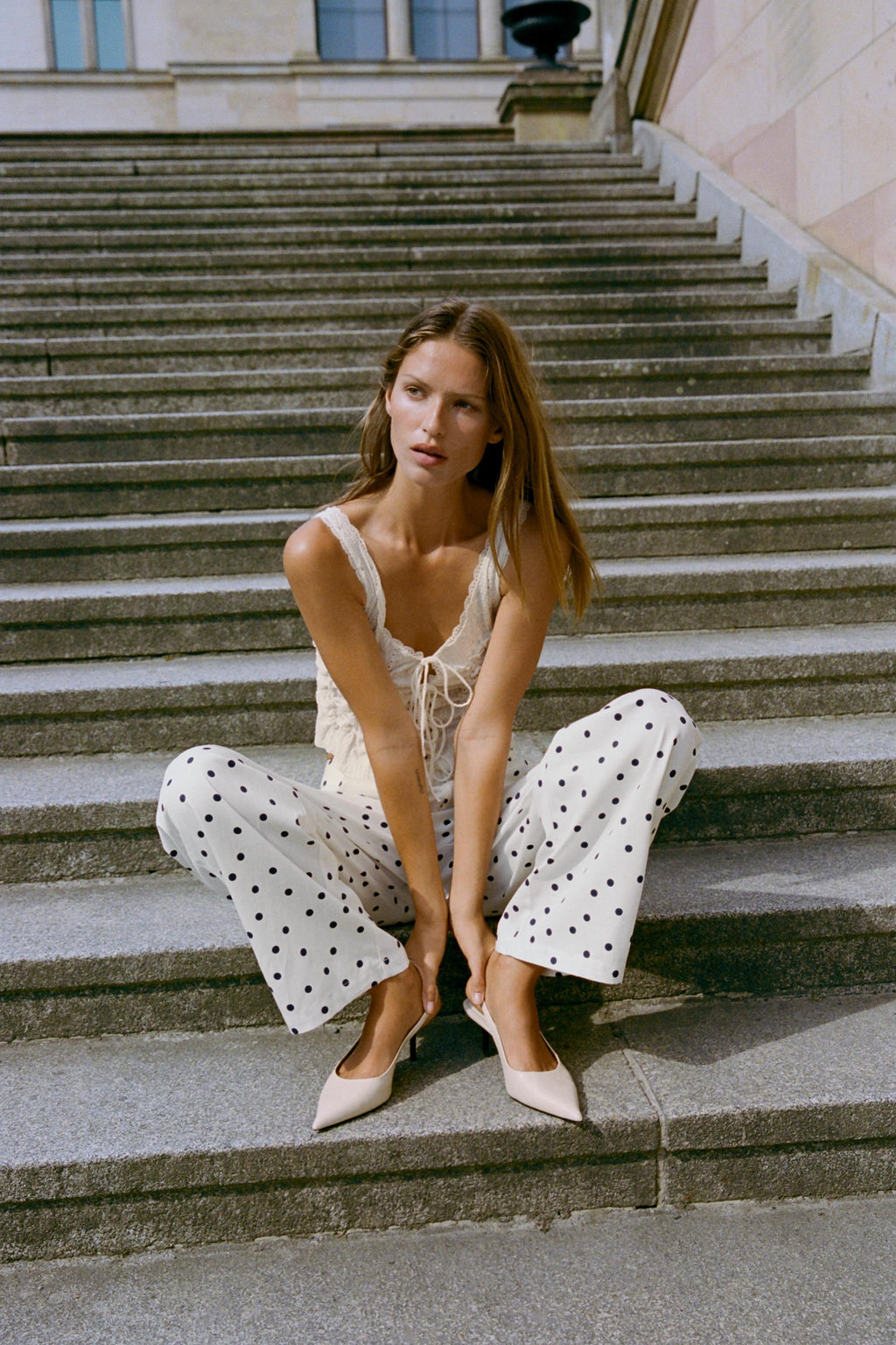 Elisia Sandalo Slingback a Punta - Ecru Bianco