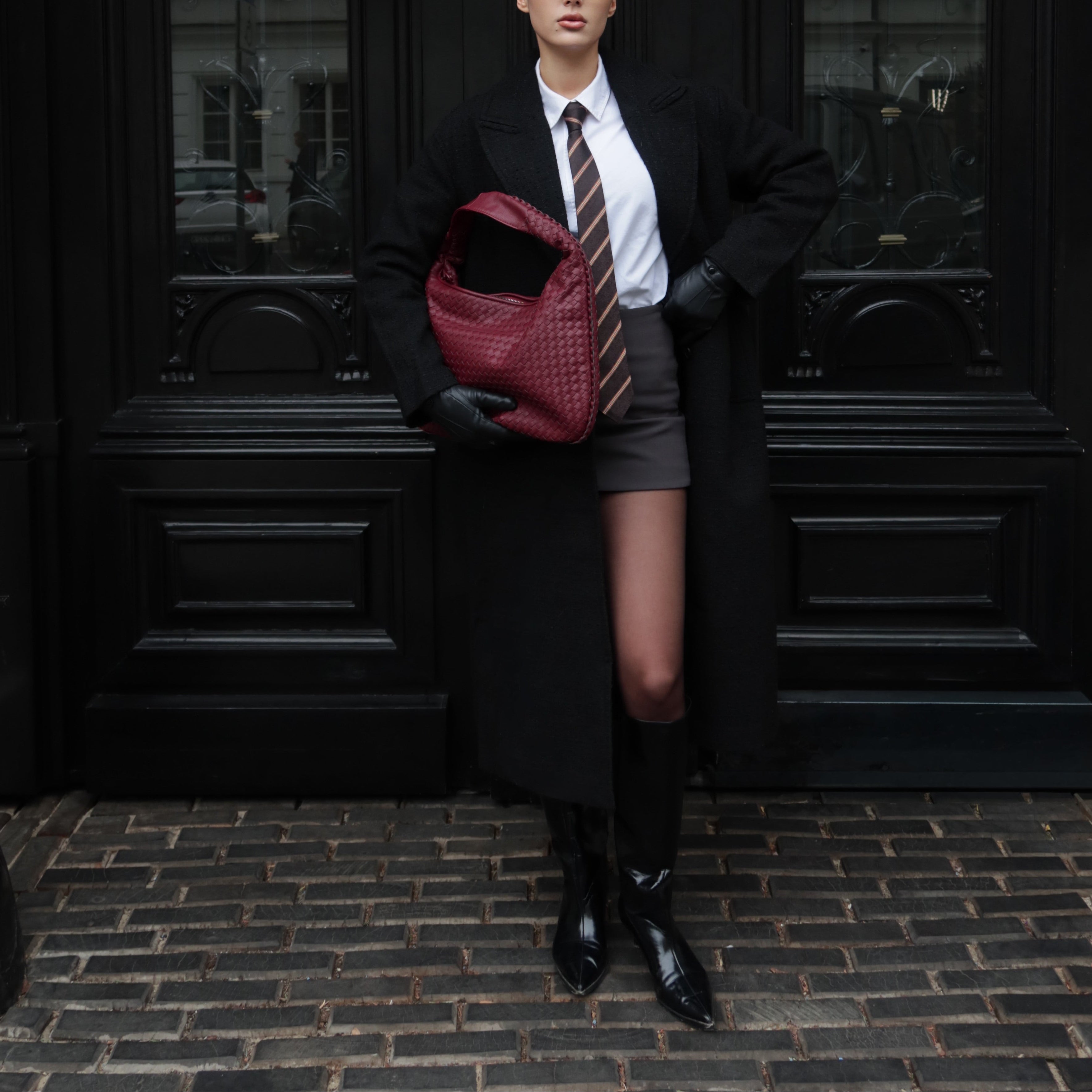 Coralena Borsa a Spalla Oversize - Rosso