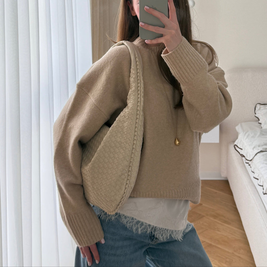 Coralena Borsa a Spalla Oversize - Bianco Panna