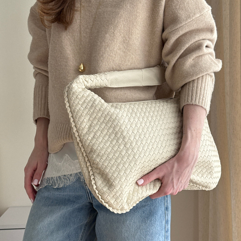 Coralena Borsa a Spalla Oversize - Bianco Panna