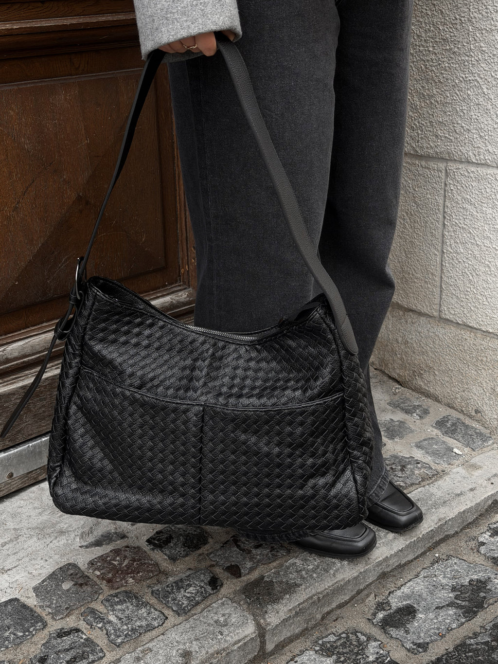 Selvora Borsa Oversize - Nero Intrecciato