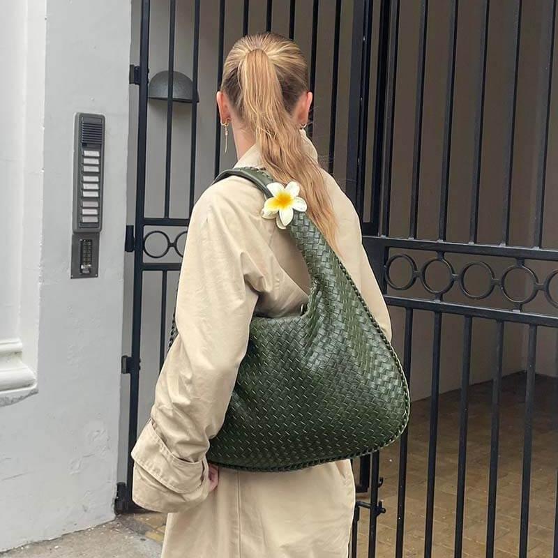 Coralena Borsa a Spalla Oversize - Verde