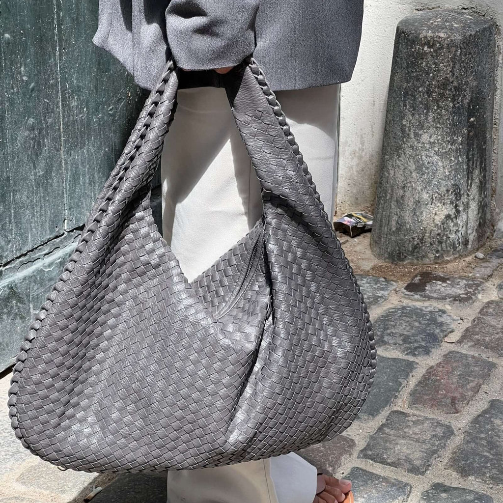 Coralena Borsa a Spalla Oversize - Grigio