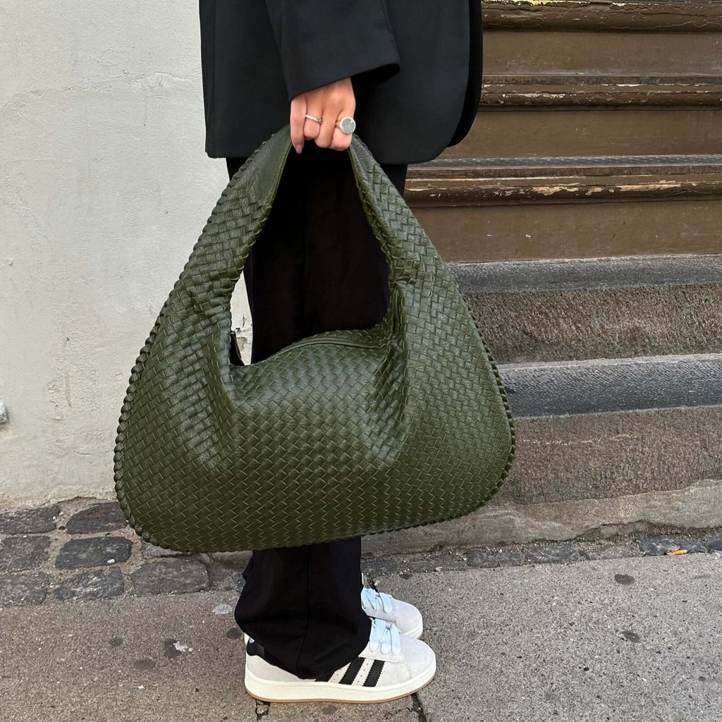 Coralena Borsa a Spalla Oversize - Verde