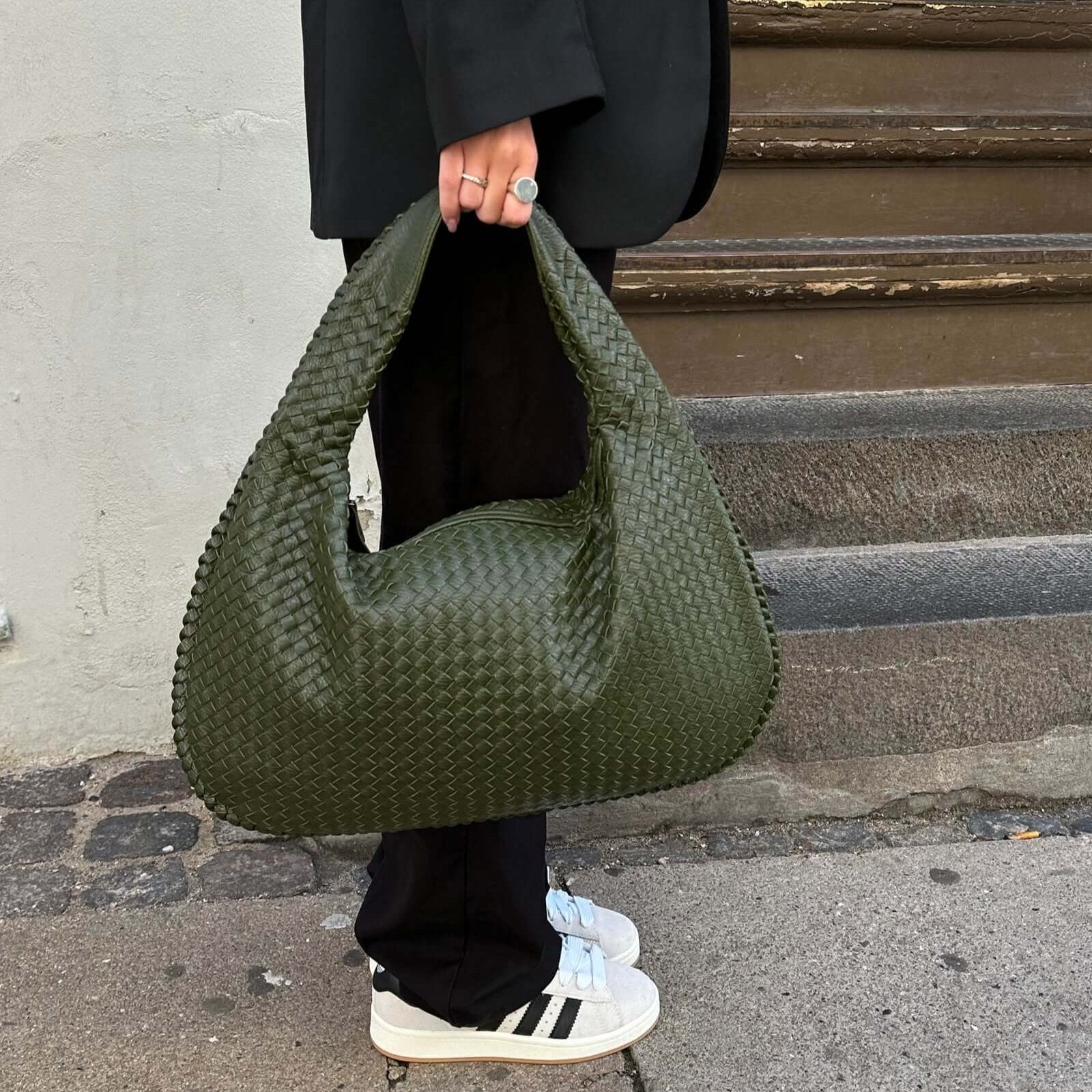 Coralena Borsa a Spalla Oversize - Verde