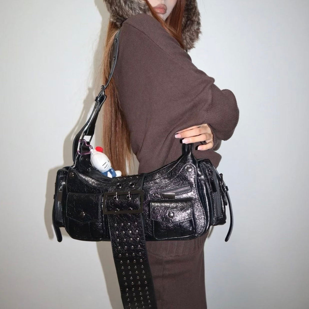 Delisa Borsa a Tracolla Borchiata - Nero