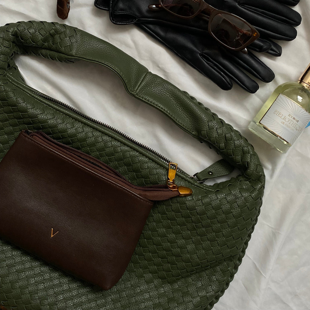 Coralena Borsa a Spalla Oversize - Verde