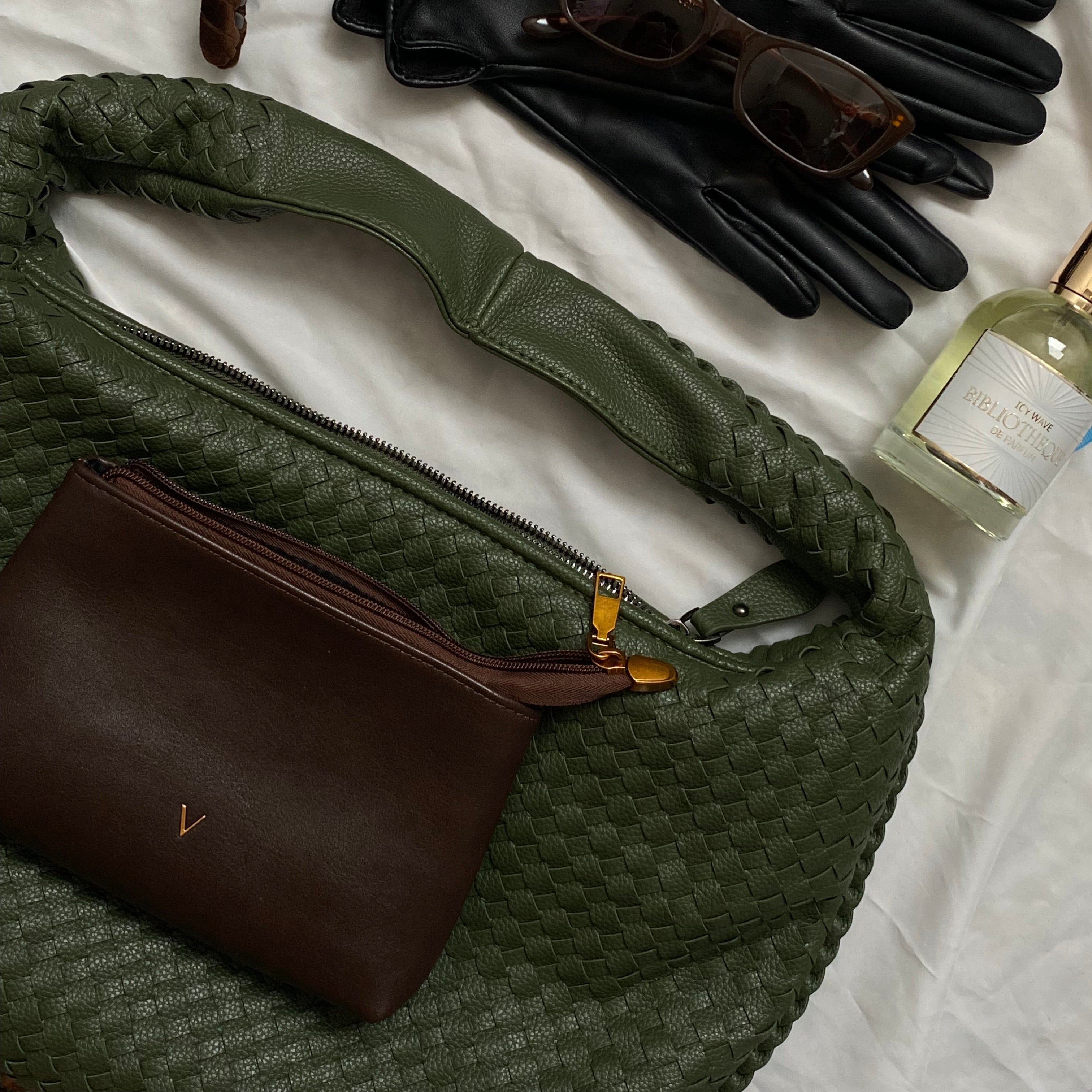 Coralena Borsa a Spalla Oversize - Verde