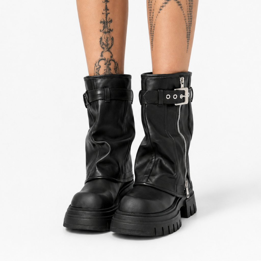Marveena Stivale Platform con Risvolto