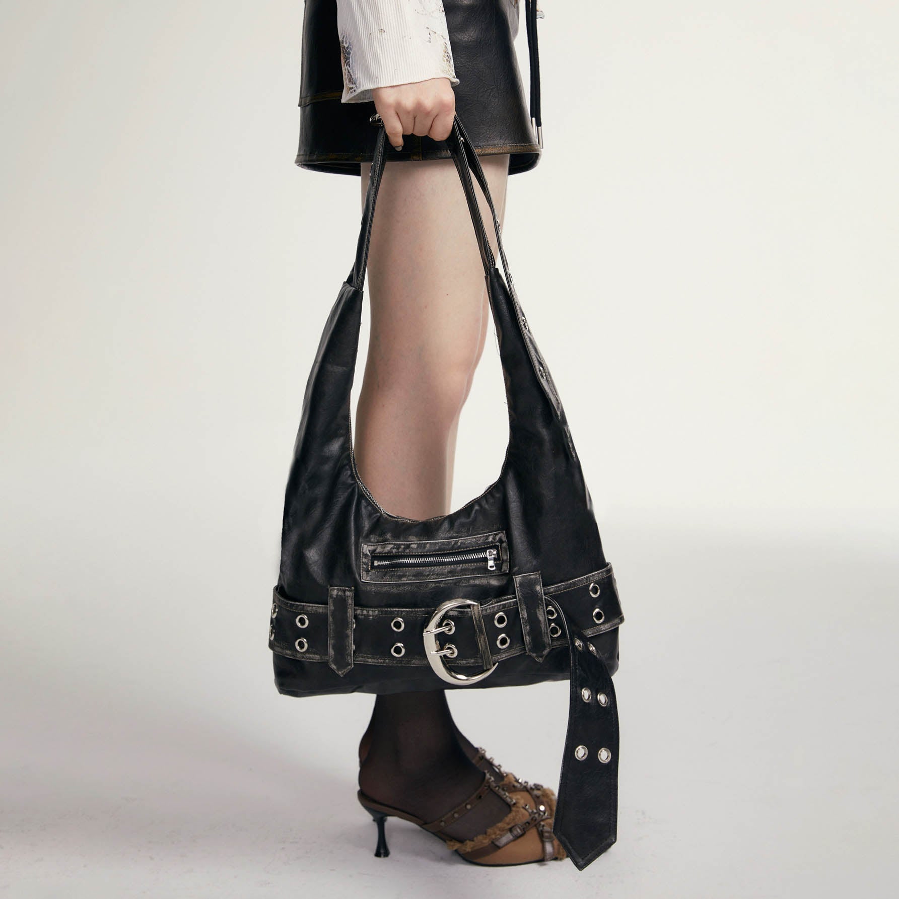 Marenna Borsa Hobo Y2K - Argento Nero
